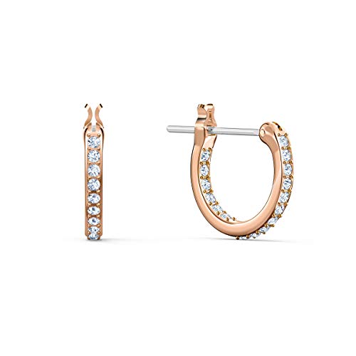 Swarovski Ginger Jewelry Set, Rose-Gold Tone Plated Women's Hoop Pierced Earrings and Pendant Necklace with White Crystals - .