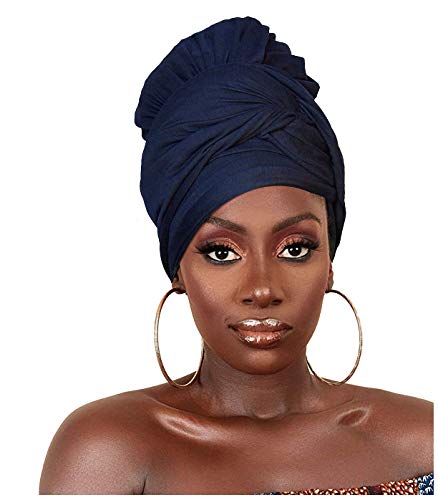 ZAKIA African Long Turban Hair Scarf Head Wraps Hijab Headwrap Headband for Black Women (Light Grey) - .