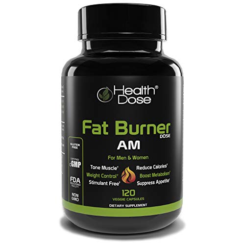 Fat Burner Dose Am Day-Time by Health Dose, 120 Vegetarian Capsules, Green Tea, L-Carnitine Tartrate, Uva Ursi, Garcinia Cambogia, Apple Cider Vinegar - More, Weight Loss for Men & Women Supp - .