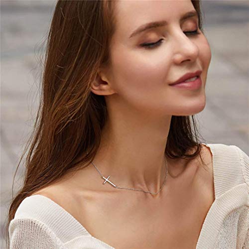 EVER FAITH Sterling Silver Simple Church Cross Necklace Hook Dangle Earrings Jewerly Set For Woman Girls - .