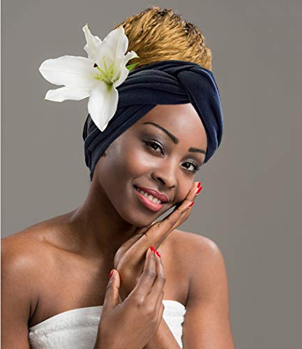 ZAKIA African Long Turban Hair Scarf Head Wraps Hijab Headwrap Headband for Black Women (Light Grey) - .