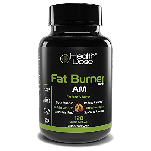 Fat Burner Dose Am Day-Time by Health Dose, 120 Vegetarian Capsules, Green Tea, L-Carnitine Tartrate, Uva Ursi, Garcinia Cambogia, Apple Cider Vinegar - More, Weight Loss for Men & Women Supp - .