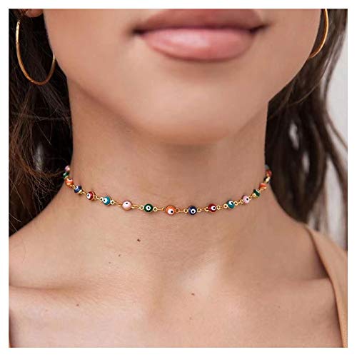 Kercisbeauty Evil Eyes Choker for Women Girls Gold Necklace for Party Gift Her Jewelry - .