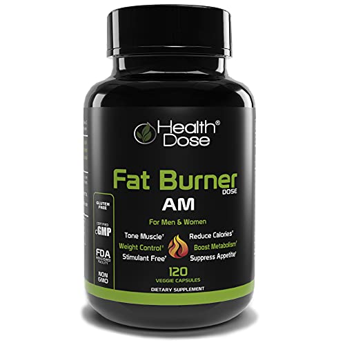 Fat Burner Dose Am Day-Time by Health Dose, 120 Vegetarian Capsules, Green Tea, L-Carnitine Tartrate, Uva Ursi, Garcinia Cambogia, Apple Cider Vinegar - More, Weight Loss for Men & Women Supp - .