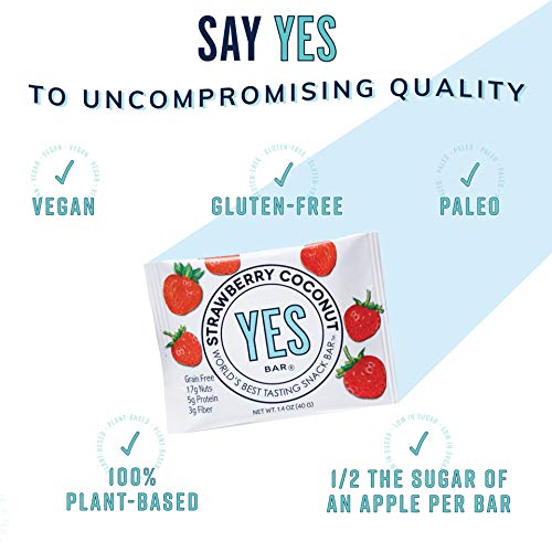 YES BAR – Dark Chocolate Chip – Plant Based Protein, Decadent Snack bar – Vegan, Paleo, Gluten Free, Low Sugar, Healthy Snack, Breakfast, Keto Friendly, Kids Snack, (6 Count) - .