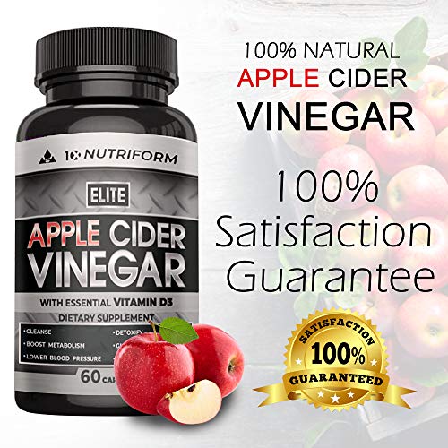 Apple Cider Vinegar Complex Pills with The Mother, Cayenne Pepper, Ceylon Cinnamon, Vitamin D3 - Overall Health Supplement, Natural Detox and Cleanse, Digestion, Weight Loss – Premium Non GMO - .