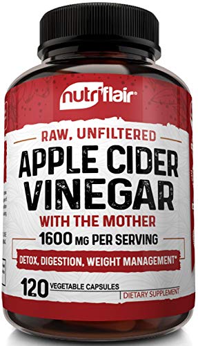 Apple Cider Vinegar Capsules with Mother 1600mg - 120 Vegan ACV Pills - Best Supplement for Healthy Weight Loss, Diet, Keto, Digestion, Detox, Immune - Powerful Cleanser & Appetite Suppressan - .