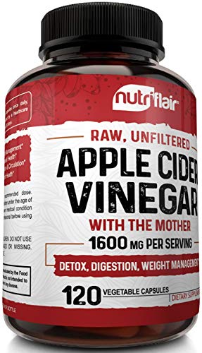 Apple Cider Vinegar Capsules with Mother 1600mg - 120 Vegan ACV Pills - Best Supplement for Healthy Weight Loss, Diet, Keto, Digestion, Detox, Immune - Powerful Cleanser & Appetite Suppressan - .