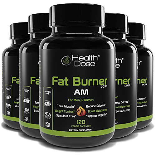 Fat Burner Dose Am Day-Time by Health Dose, 120 Vegetarian Capsules, Green Tea, L-Carnitine Tartrate, Uva Ursi, Garcinia Cambogia, Apple Cider Vinegar - More, Weight Loss for Men & Women Supp - .