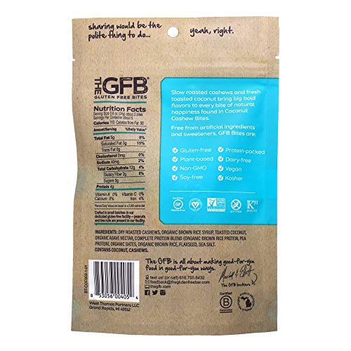 The GFB Gluten Free Protein Bites, Peanut Butter, 4 Ounce, Vegan, Dairy Free, Non GMO, Soy Free - .