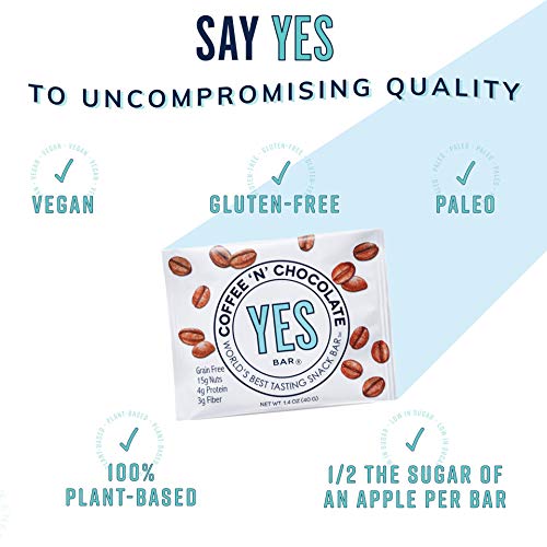 YES BAR – Dark Chocolate Chip – Plant Based Protein, Decadent Snack bar – Vegan, Paleo, Gluten Free, Low Sugar, Healthy Snack, Breakfast, Keto Friendly, Kids Snack, (6 Count) - .