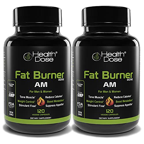 Fat Burner Dose Am Day-Time by Health Dose, 120 Vegetarian Capsules, Green Tea, L-Carnitine Tartrate, Uva Ursi, Garcinia Cambogia, Apple Cider Vinegar - More, Weight Loss for Men & Women Supp - .