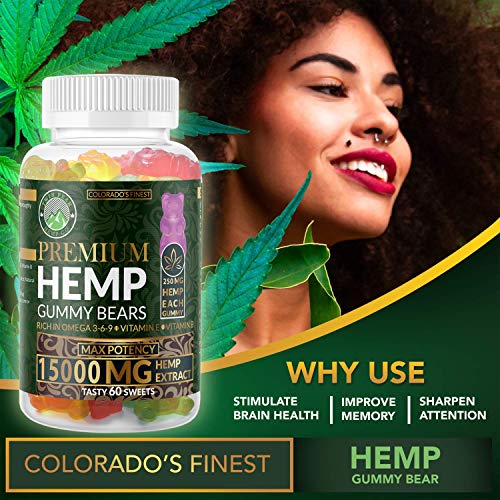 Hemp Gummies Premium 15000 Milligram High Potency- 250 Per Gummy Bear - .