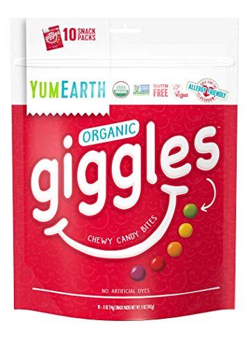 YumEarth Organic Giggles Chewy Candy, Fruit Flavored, 10 Snack Packs per bag - .