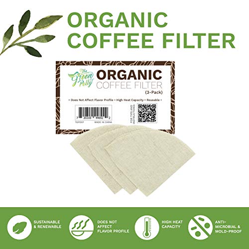 XFasten Organic Hemp Cloth Coffee Filter Cone No. 4, 3-Pack, Reusable | Zero-Waste and Eco-Friendly | All-natural Hemp Cotton Cloth Coffee Filters