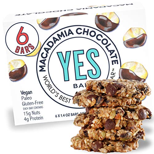 YES BAR – Dark Chocolate Chip – Plant Based Protein, Decadent Snack bar – Vegan, Paleo, Gluten Free, Low Sugar, Healthy Snack, Breakfast, Keto Friendly, Kids Snack, (6 Count) - .