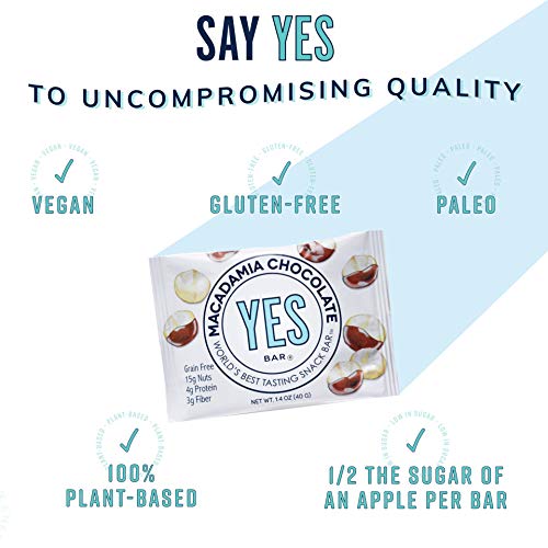 YES BAR – Dark Chocolate Chip – Plant Based Protein, Decadent Snack bar – Vegan, Paleo, Gluten Free, Low Sugar, Healthy Snack, Breakfast, Keto Friendly, Kids Snack, (6 Count) - .