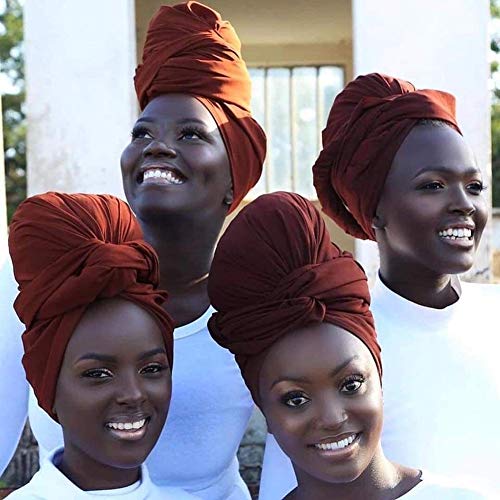 ZAKIA African Long Turban Hair Scarf Head Wraps Hijab Headwrap Headband for Black Women (Light Grey) - .