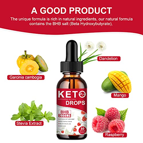 (2 Pack) BHB Keto Diet Drops - Raspberry Ketones Weight Loss Drops with BHB Exogenous Ketones - Boost Energy & Focus, Appetite suppressant and Weight Loss Supplements for Women & Men - 1 fl.o - .