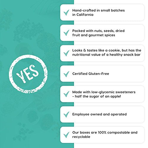 YES BAR – Dark Chocolate Chip – Plant Based Protein, Decadent Snack bar – Vegan, Paleo, Gluten Free, Low Sugar, Healthy Snack, Breakfast, Keto Friendly, Kids Snack, (6 Count) - .