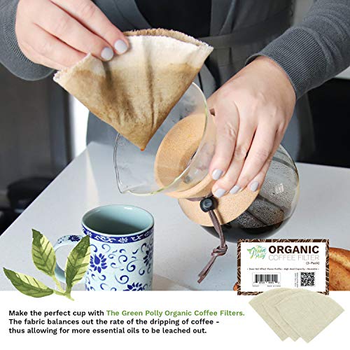 XFasten Organic Hemp Cloth Coffee Filter Cone No. 4, 3-Pack, Reusable | Zero-Waste and Eco-Friendly | All-natural Hemp Cotton Cloth Coffee Filters