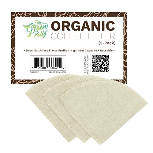 XFasten Organic Hemp Cloth Coffee Filter Cone No. 4, 3-Pack, Reusable | Zero-Waste and Eco-Friendly | All-natural Hemp Cotton Cloth Coffee Filters