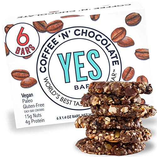 YES BAR – Dark Chocolate Chip – Plant Based Protein, Decadent Snack bar – Vegan, Paleo, Gluten Free, Low Sugar, Healthy Snack, Breakfast, Keto Friendly, Kids Snack, (6 Count) - .