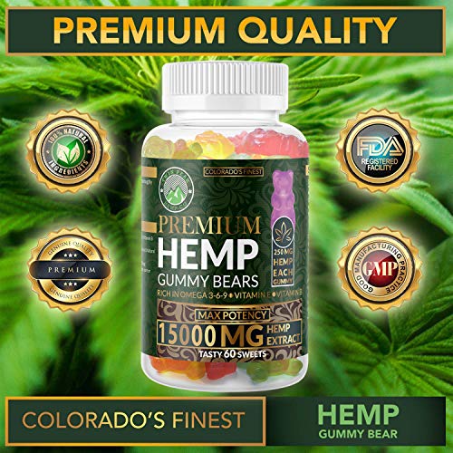 Hemp Gummies Premium 15000 Milligram High Potency- 250 Per Gummy Bear - .