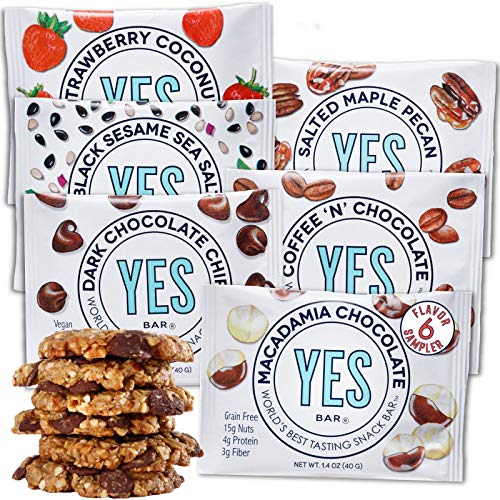 YES BAR – Dark Chocolate Chip – Plant Based Protein, Decadent Snack bar – Vegan, Paleo, Gluten Free, Low Sugar, Healthy Snack, Breakfast, Keto Friendly, Kids Snack, (6 Count) - .