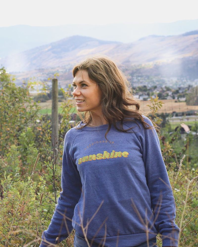 Women's Sunshine Crew Sweatshirt, Heather Navy - .