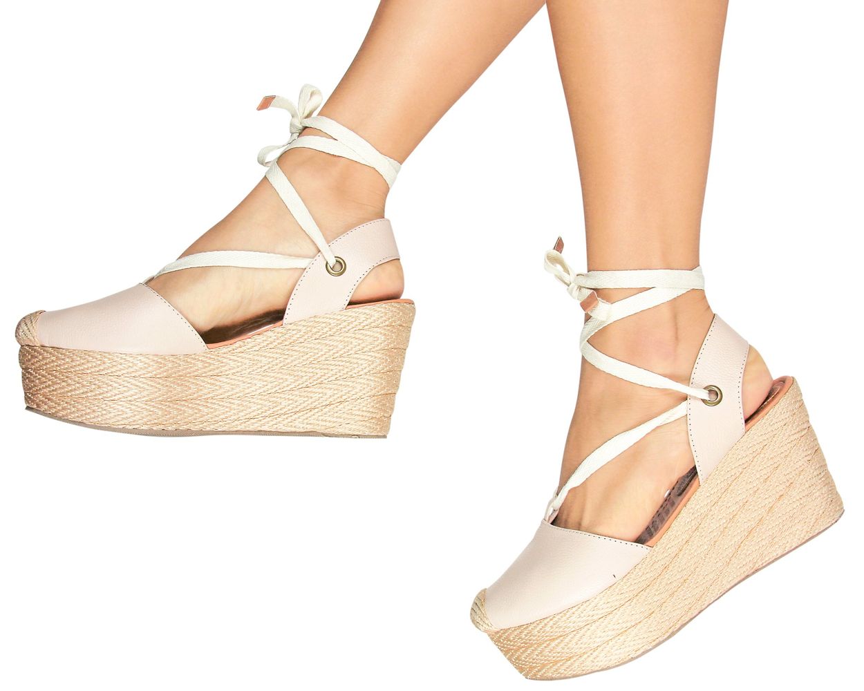 Espadrille Sandals Silvia Cobos Lace Up Nude - .