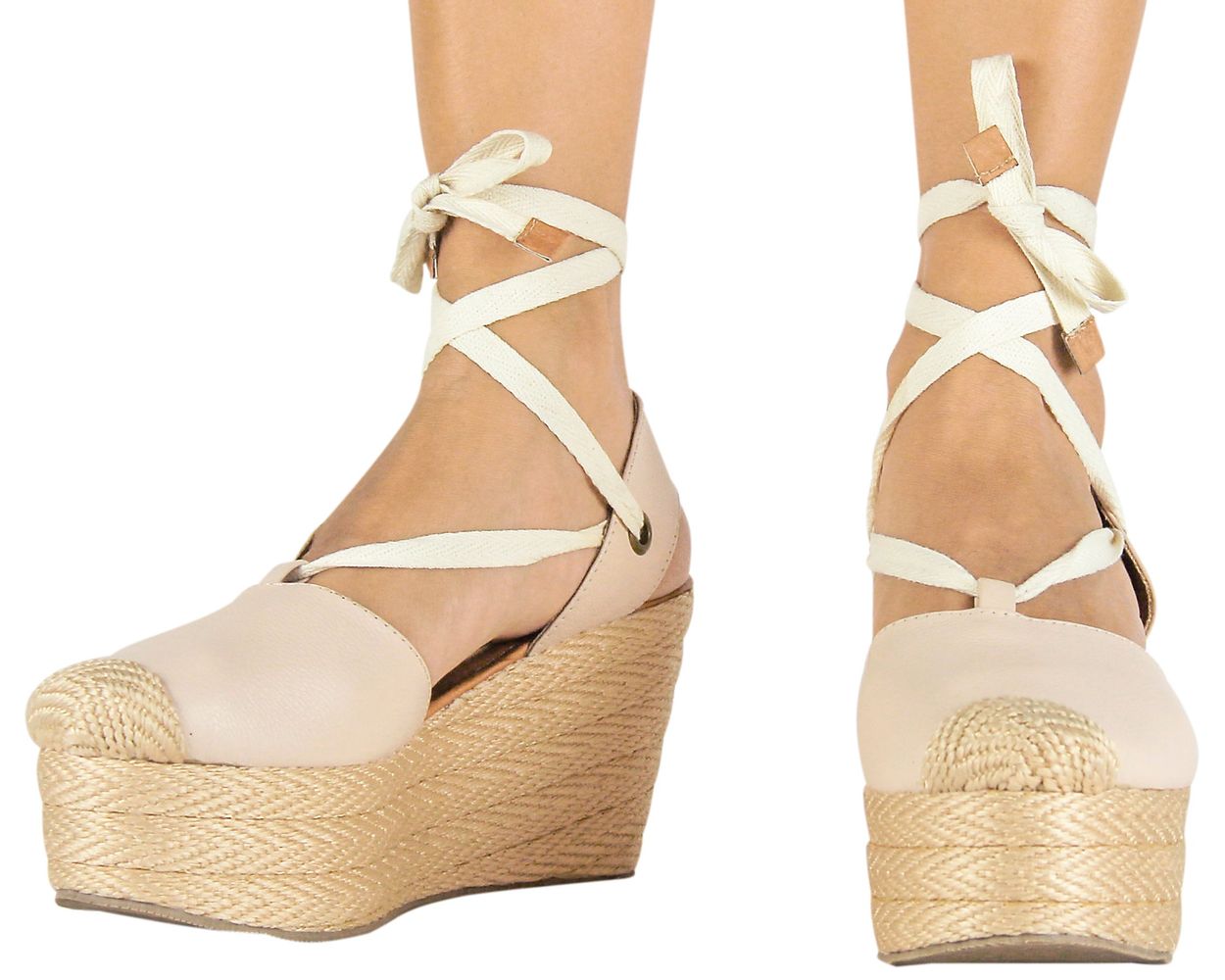 Espadrille Sandals Silvia Cobos Lace Up Nude - .