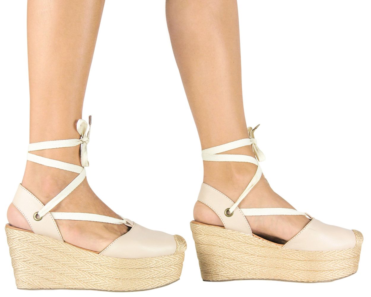 Espadrille Sandals Silvia Cobos Lace Up Nude - .