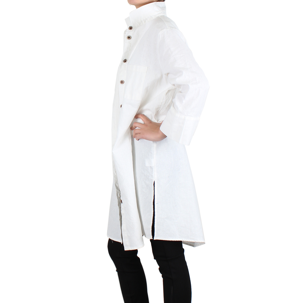 Way Beyoung Women's White Long Sleeve Button-Down Long Jacket - .