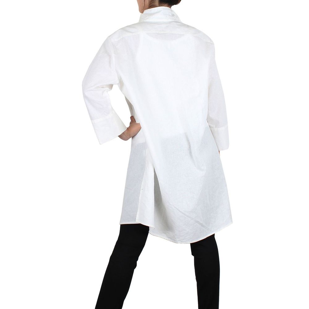Way Beyoung Women's White Long Sleeve Button-Down Long Jacket - .