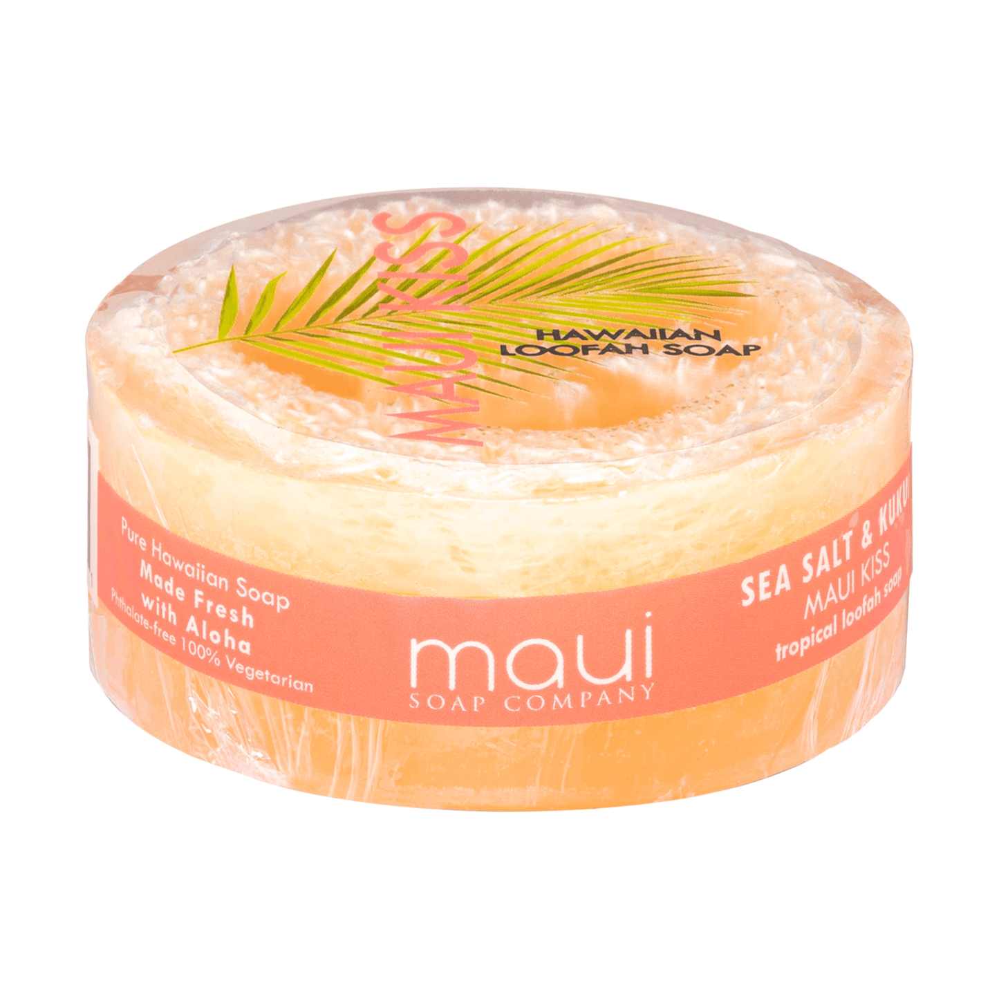 Maui Soap Co Sea Salt + Kukui Exfoliating Loofah Soap - .