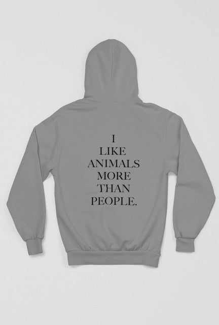 I Like Animals More ... Vegan Hoodie Unisex - .